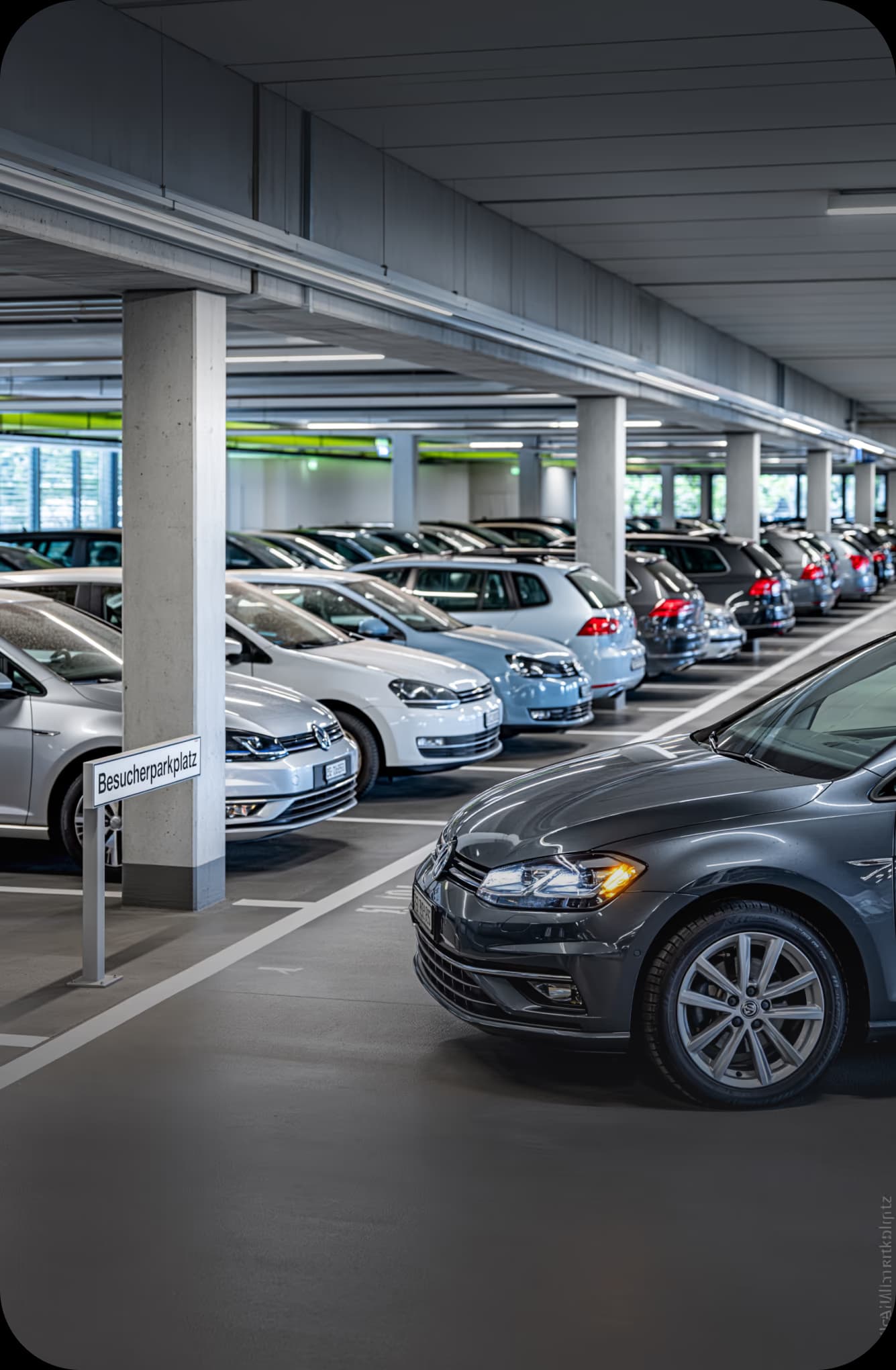 Reserved visitor bays in an underground garage