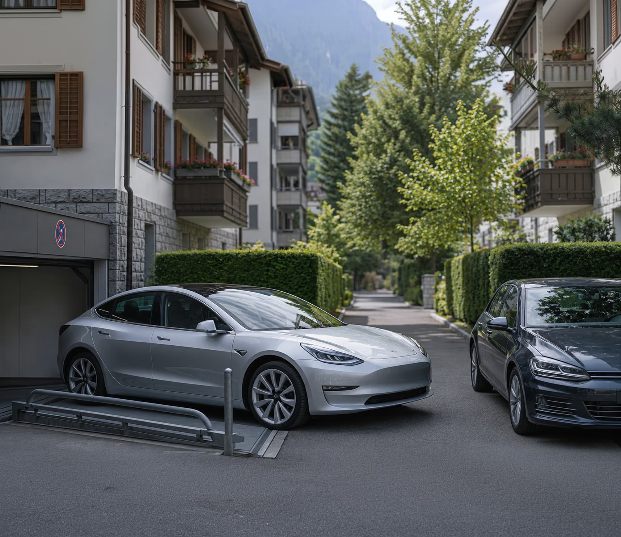 Vehicle blocking the entrance to a private garage