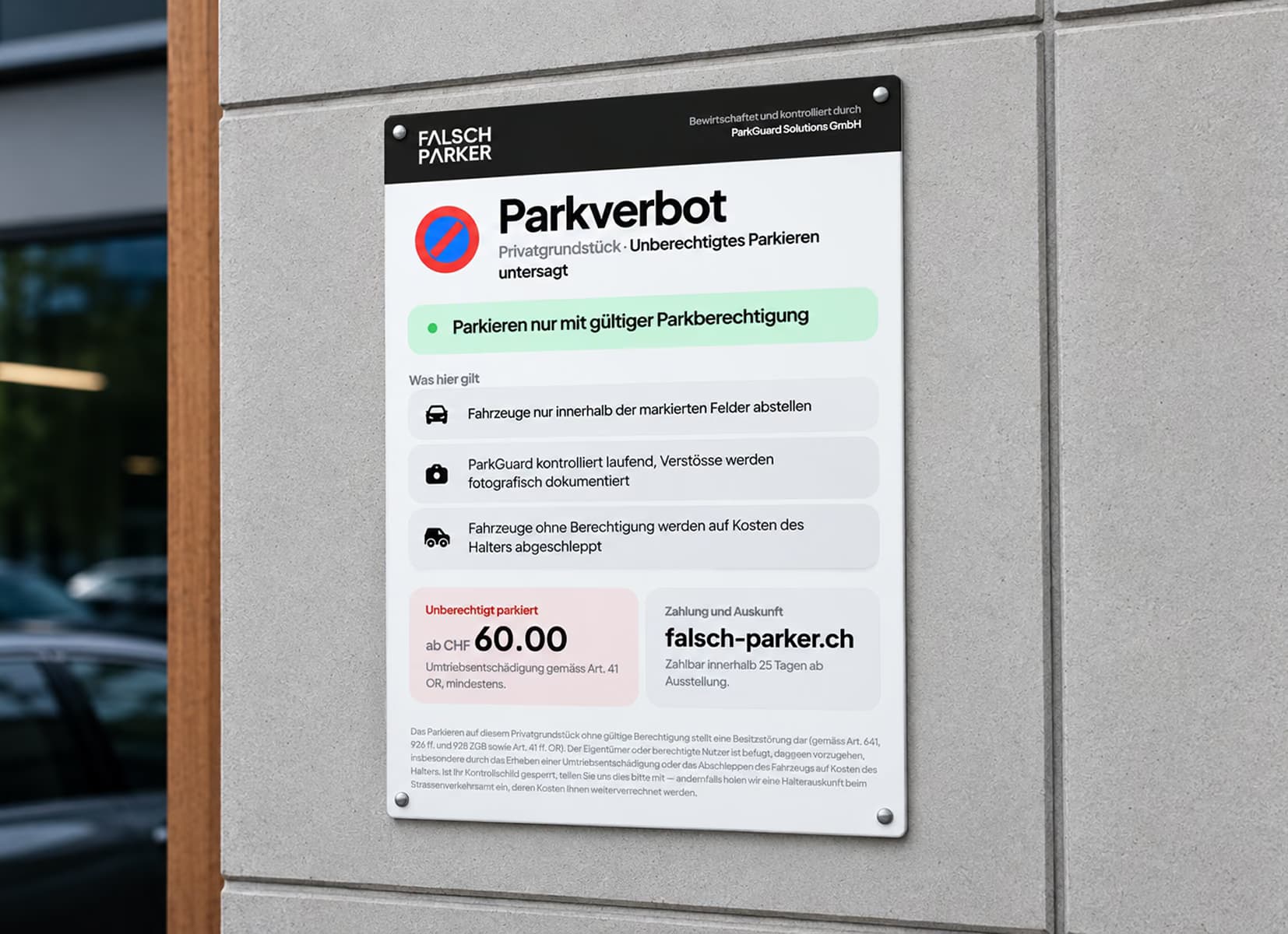 Parking signage and private parking notices