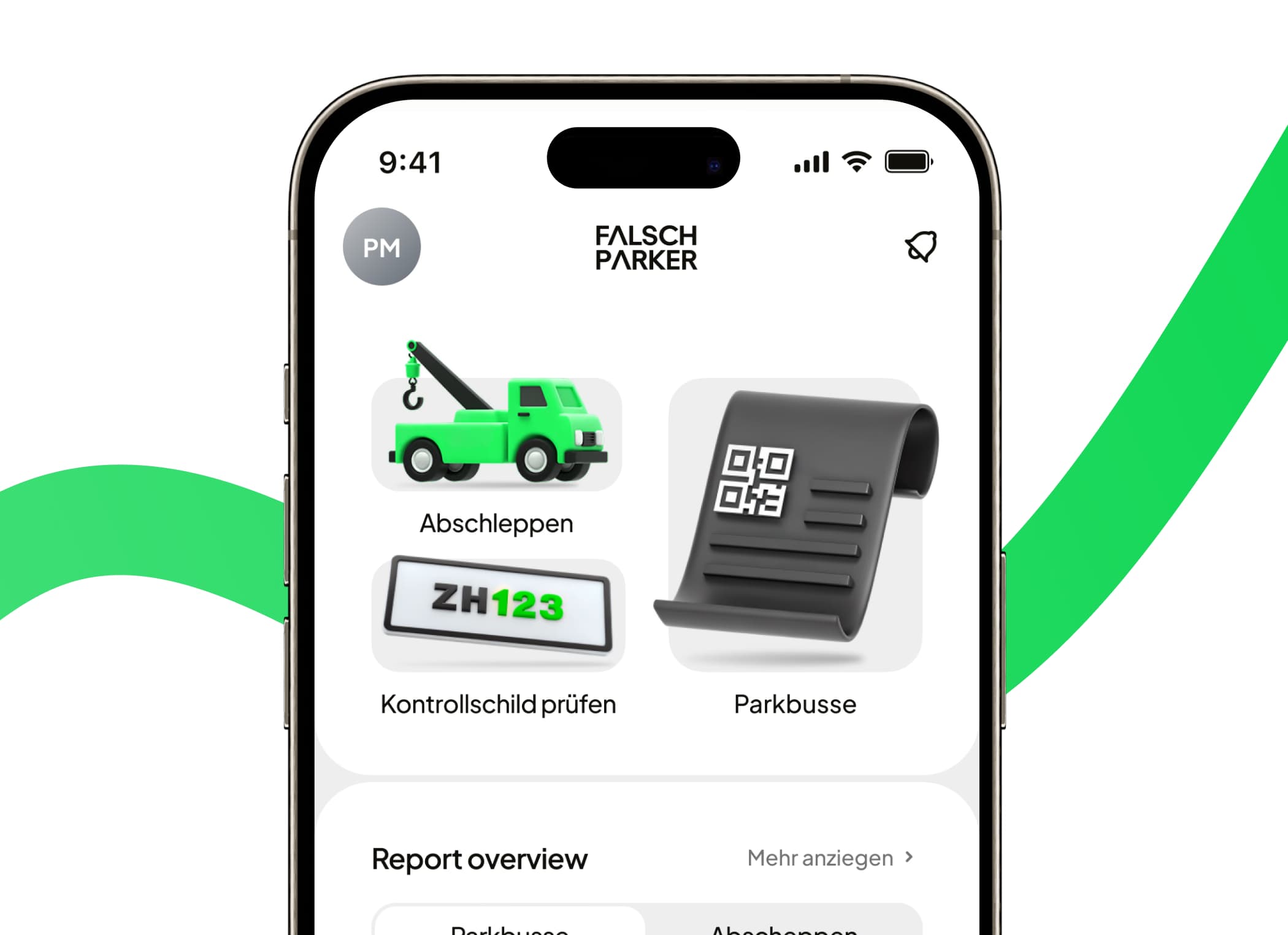 The FalschParker app set up on a smartphone