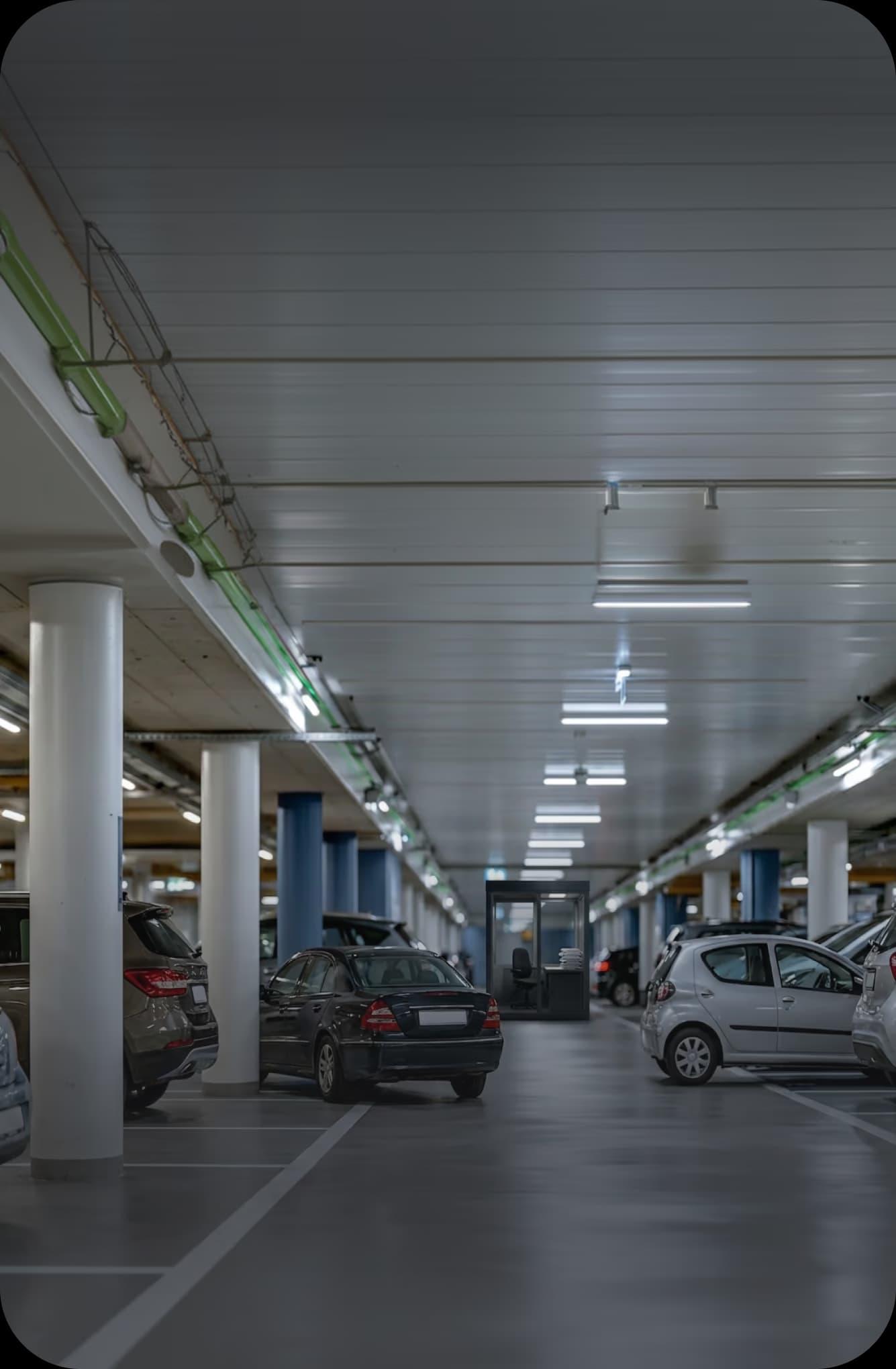 An empty level of a car park with nobody on duty
